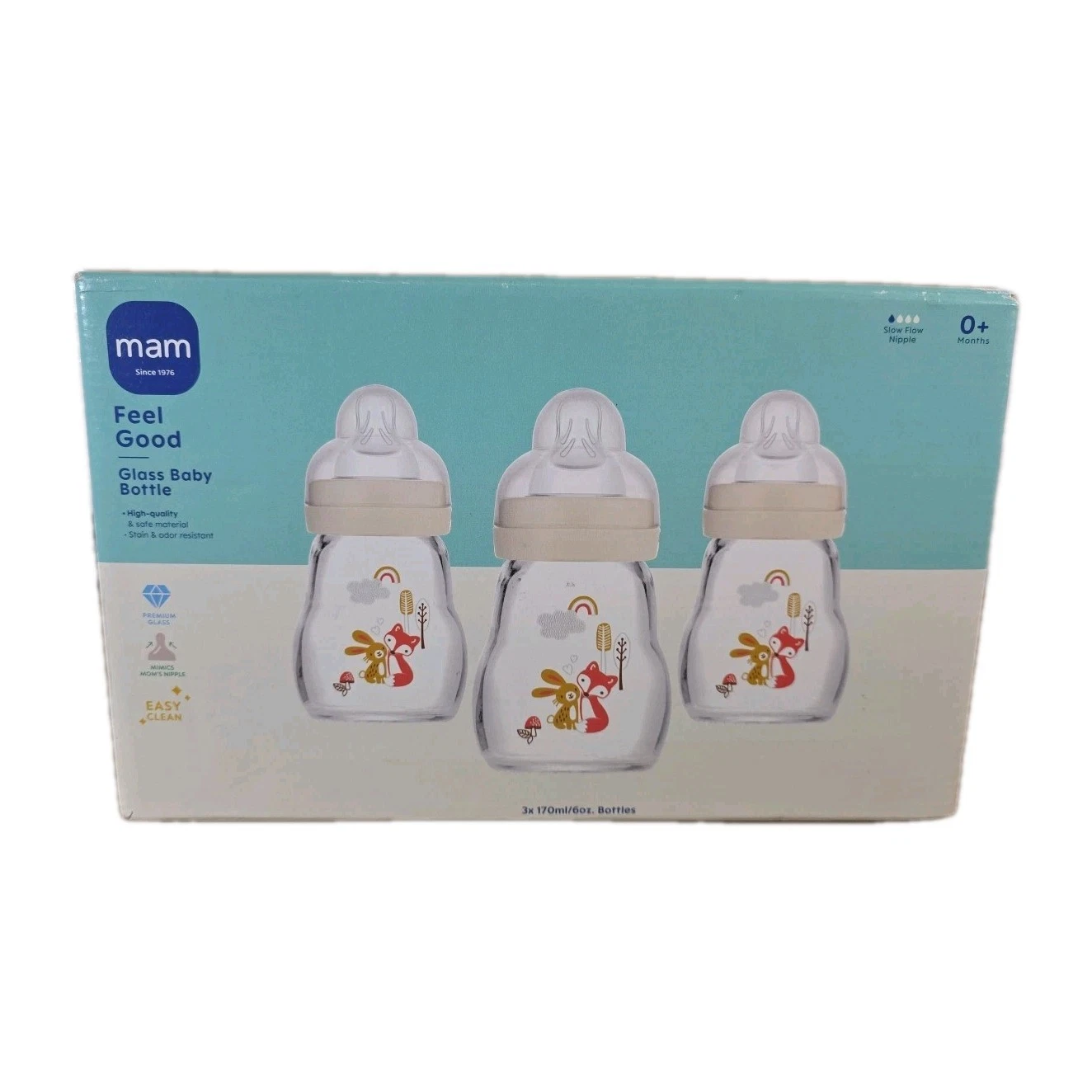 MAM Feel Good Glass Baby Bottle Set 3 Pack 9oz Bottles
Opens in a new window or tab