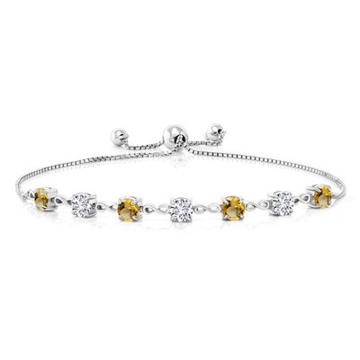 4.5MM Round Gemstone Birthstone and White Lab Grown Diamond Infinity Tennis
