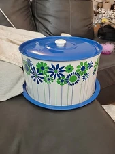 VINTAGE 1960s METAL J L CLARK CAKE PIE FOOD CARRIER PICNIC CAMPING 