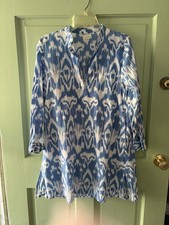 Livro Classic Mini Kurta blue White ikat size S Pockets