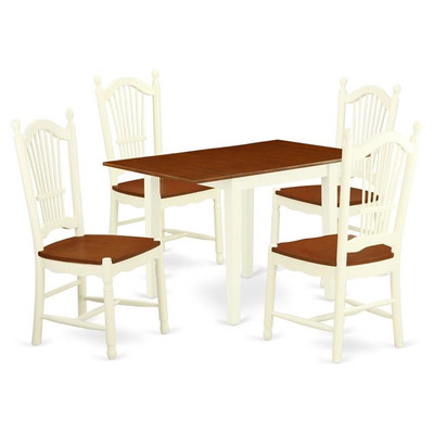 East West Furniture Norden 5-piece Wood Kitchen Table Set in Buttermilk/Cherry