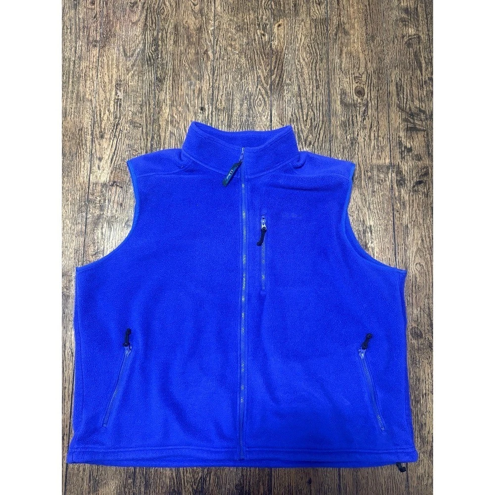 VINTAGE LL Bean Vest Mens Royal blue Polartec Windbloc Fleece Zip Outdoors