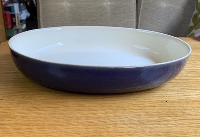 Denby Classic blau creme große ovale Bräter Servierschale 29 cm x 22 cm x 5 cm