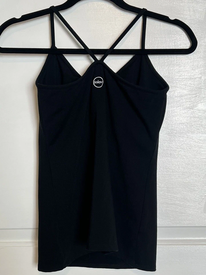 $62 So Low Black Fitted Stretch Built in Shelf Bra Tank Top V Neck Athletic S - Image 4 of 4