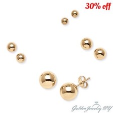 14K Solid Yellow Gold Ball Stud Earrings sizes:2-10mm  Top Quality   FREE BOX