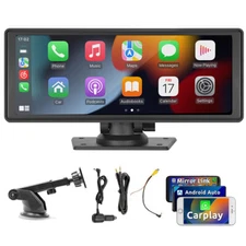 10.26" Portable Car Stereo Radio IPS Touch Screen Wireless CarPlay Bluetooth FM