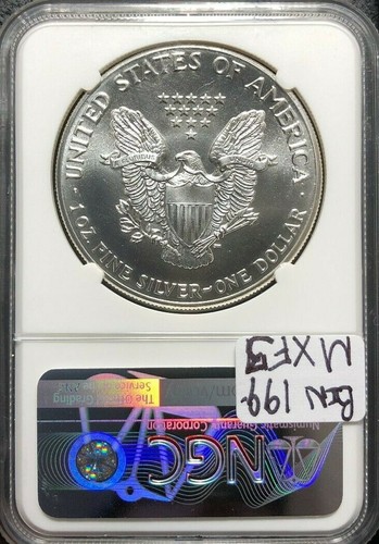 1987 AMERICAN SILVER EAGLE ~ NGC MINT ERROR MS 69 OBVERSE STRUCK THRU - Picture 4 of 4