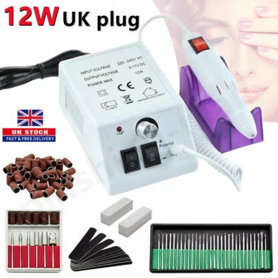 Professional Electric Nail Art File Drill Machine Manicure Pedicure False Set UK