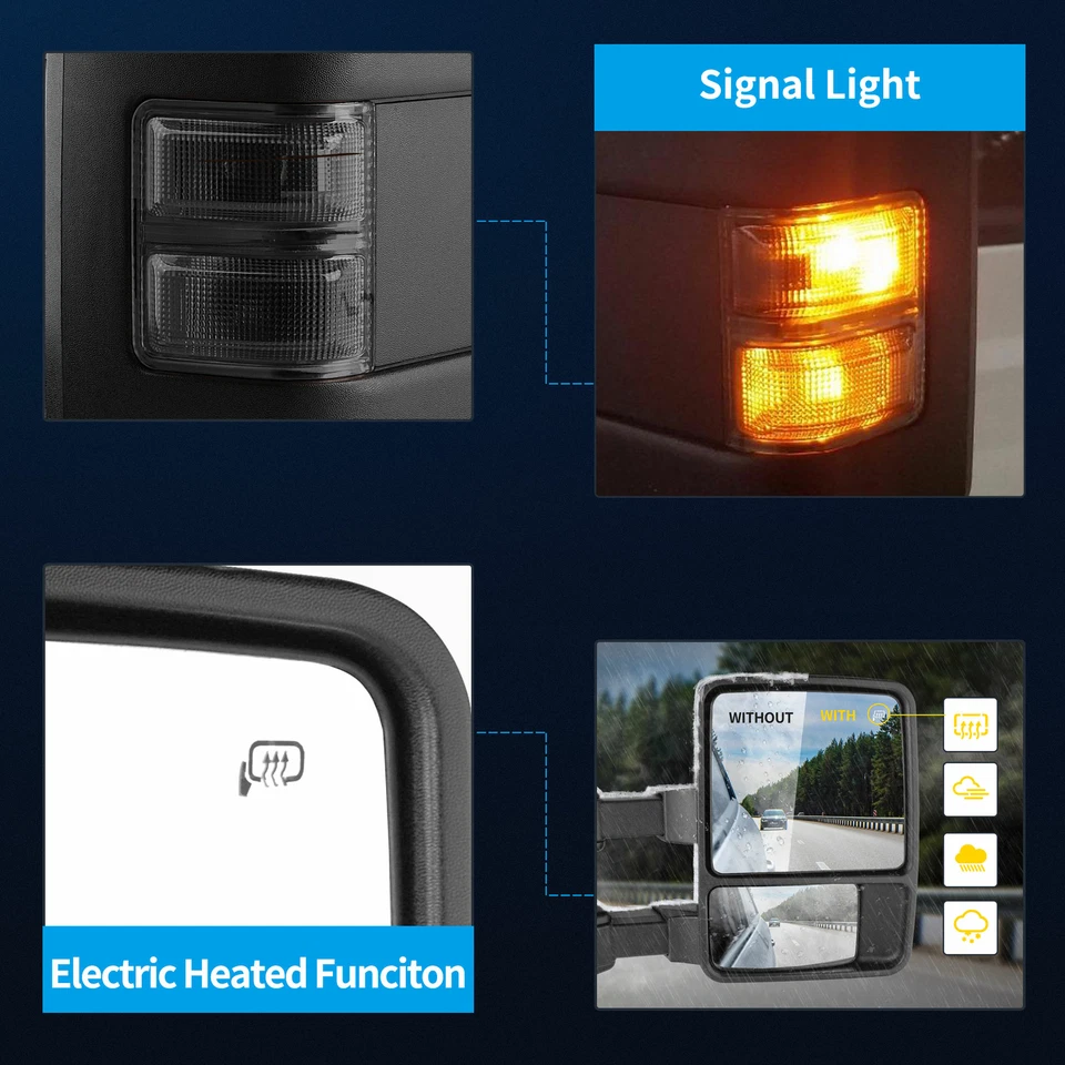 Espejos retrovisores eléctricos térmicos para Ford F250-F550 Super Duty 99-07 señal de giro de humo Foto 4 de 4