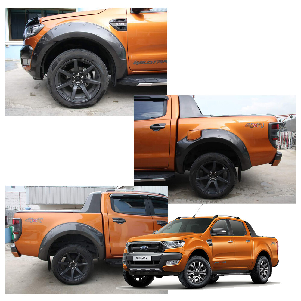 Grey 9Inch Fender Flares Nuts Grey For Ford Ranger T7 Double Cab 2015 - 2018