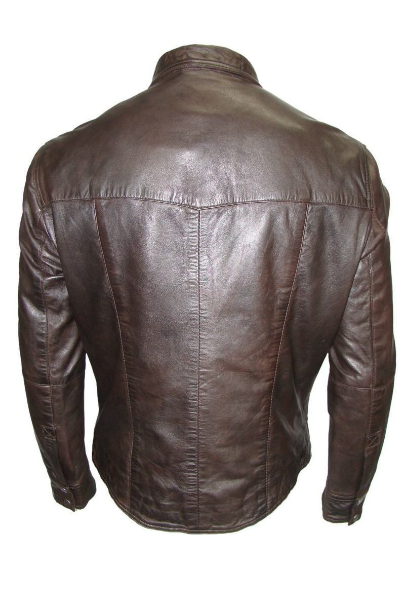 Veste En Cuir Souple Marron Pour Homme Infinity - Style Chemise, Ajustable