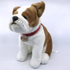 FAO Schwarz Plush Bulldog Dog 30cm 12in ID Button Seam Tag 2015 Cuddly