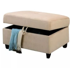 Acme Furniture Belville Microfiber Storage Ottoman Beige