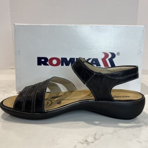 Romika NEW Ibiza Black Adjustable Comfort Walking Sandals Leather EU 42 11 - Picture 4 of 13