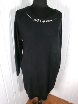 Robe Pull noir Molly Bracken T.U S/M 36/38 2 poches col rond à strass - Photo 1/4