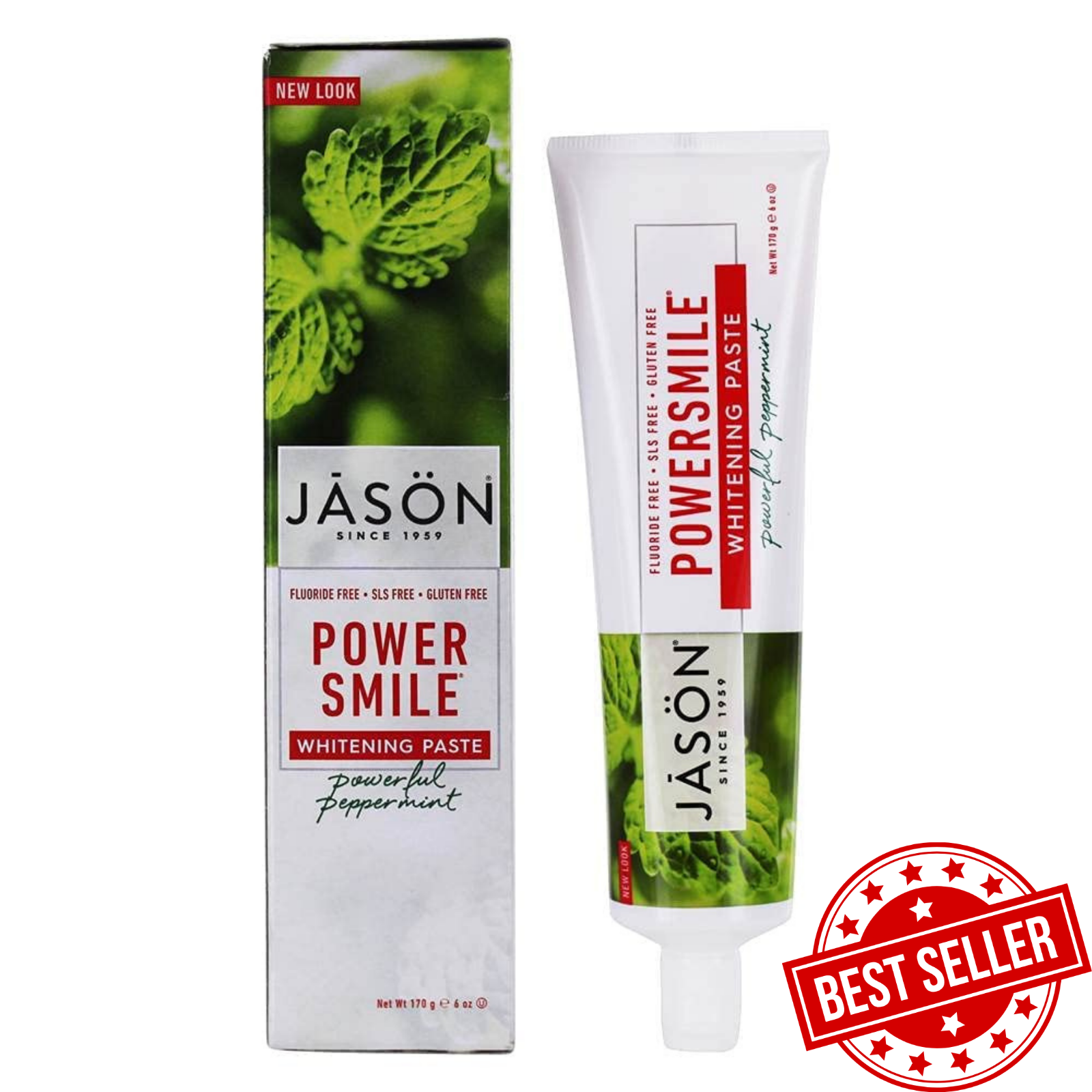 Jason Powersmile Whitening Fluoride-Free Toothpaste, Powerful Peppermint,6 Ounce