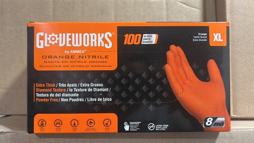 Gloveworks Orange Black And Orange Nitrile Gloves Gloves