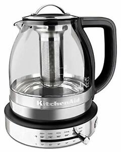 KitchenAid 605516-KEK1322SS Electric Glass Tea Kettle, 1.5 L, Stainless Steel...