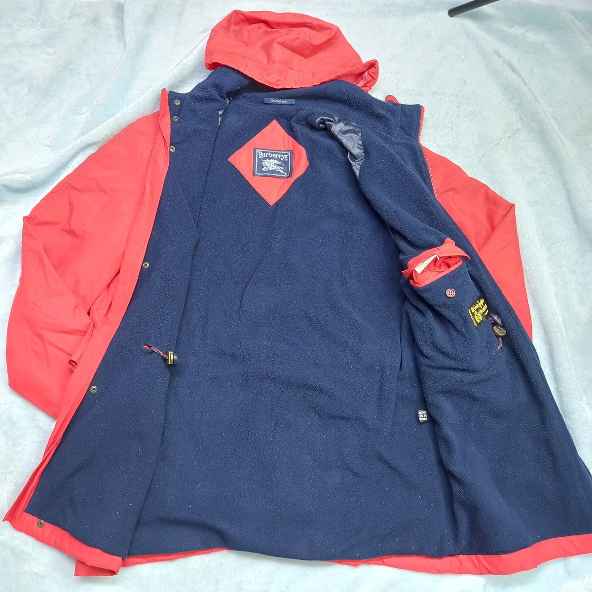 VINTAGE BURBERRY Coat Lightweight Jacket Hooded Red Windbreaker