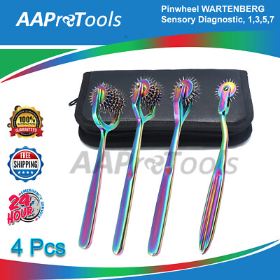 Set 4 Wartenberg Neurological Pin Wheel Pinwheel 1, 3,5,7 Head Diagnostic Multi