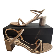 Badgley Mischka NIB Ultima Pale Gold Block Heels Sz 9.5