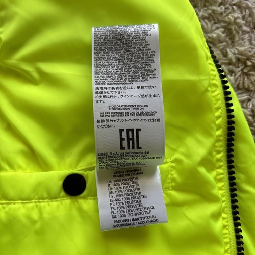 Diesel Men M Down Vest Yellow Fluorescent Polyester Luxury Stylish Casual Used - Picture 20 of 20