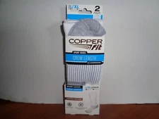 Copper Fit Infused Sport Crew Socks 2 Pair Large L/XL White Size M 9-12 W 10-13