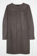 Jil Sander Uniqlo, Wool Melange Lined Taupe Dress, Zip front, Size M
