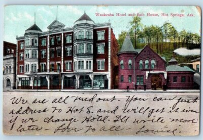 #ad #ad 1909 Waukesha Hotel Bath House Restaurant Building Hot Springs Arkansas Postcard AU $8.00