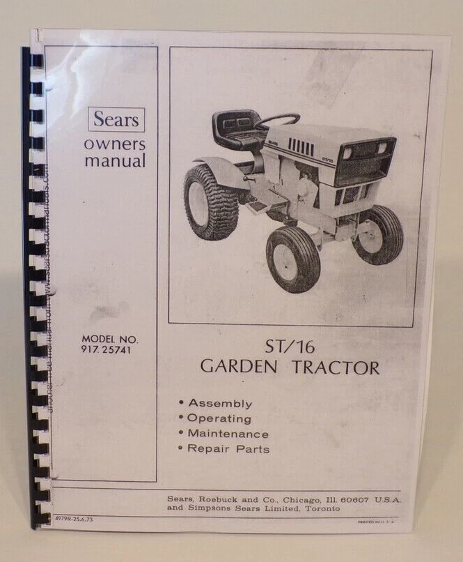 Sears st 16 garden on sale tractor manual