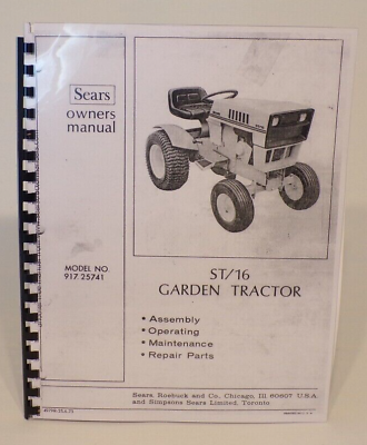 Sears ST16 Garden Tractor Operator Service Parts Manual 36 pages