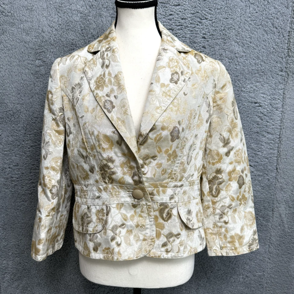 Chaqueta Blazer Vintage Versalles Mujer 6 Tostado Dorado Fairycore Hada Terroso Etéreo Foto 3 de 4