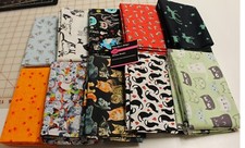 Half Yard Bundle, Novelty Cat Prints 10 Half Yards, 5 yards of fabric