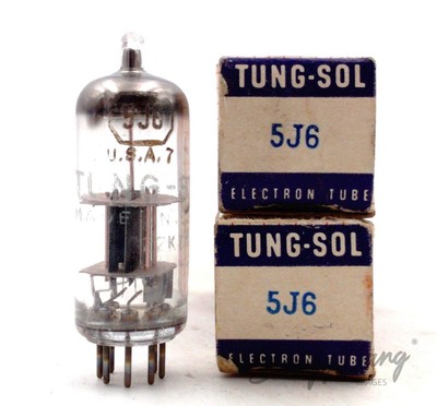 2 Vintage Tung-Sol 5J6 Twin Triode Radio Amp. Oscillator Mixer Audio Vacuum Tube
