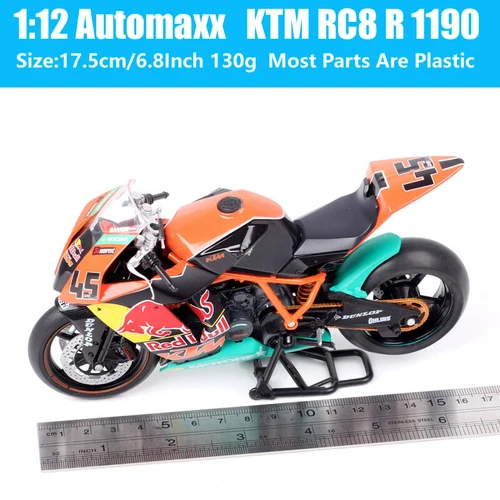 Modellino moto pressofuso 1:12 Automaxx KTM RC8R 1190 2011 #45 Martin Bauer - Foto 5 di 14