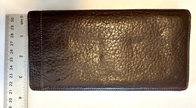 Vintage GUIDI Long Wallet Card Case Brown Leather Made In Italy Bi