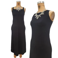 Max Mara Dress XS/S Leisure Black Lana Tank Minimalist Midi Square Neck Pockets