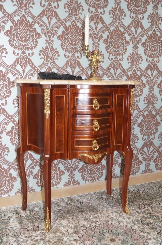 MAGNIFIQUE PETITE COMMODE CHIFFONNIER BOIS MASSIF MARBRE D'UN CHÂTEAU À BDX. - Photo 2/4