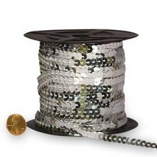 6mm By the Yard Trim Wide Flat Metallic Strung Sequins Silver Bling Sewing