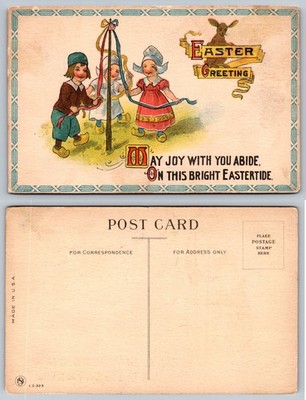 Children Maypole Dance Easter Greeting Postcard