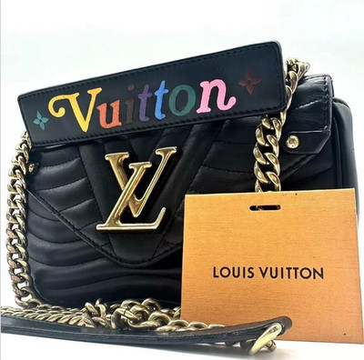 *Authenticated Louis Vuitton New Wave Chain Shoulder Bag  Leather From JAPAN