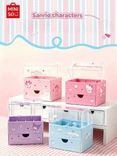 MINISO Sanrio Double-layer Drawer Desktop Flip-top Dust-proof Storage Box