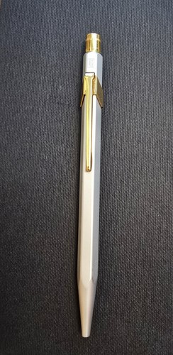 Caran d'Ache 849 ballpoint pen. Known for its signature hexagonal aluminum body