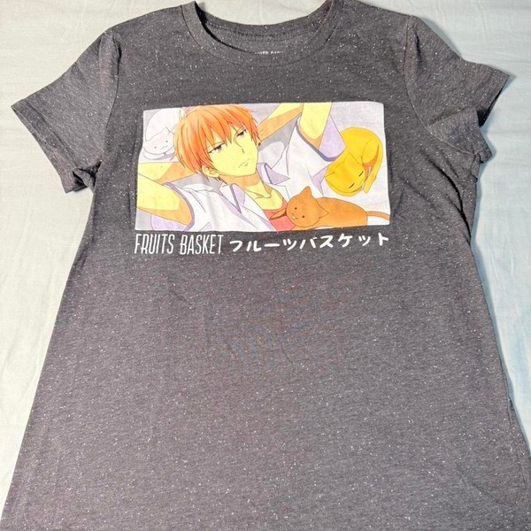 Fruits Basket Anime Graphic Tee Gray Speckled Funimation Size M