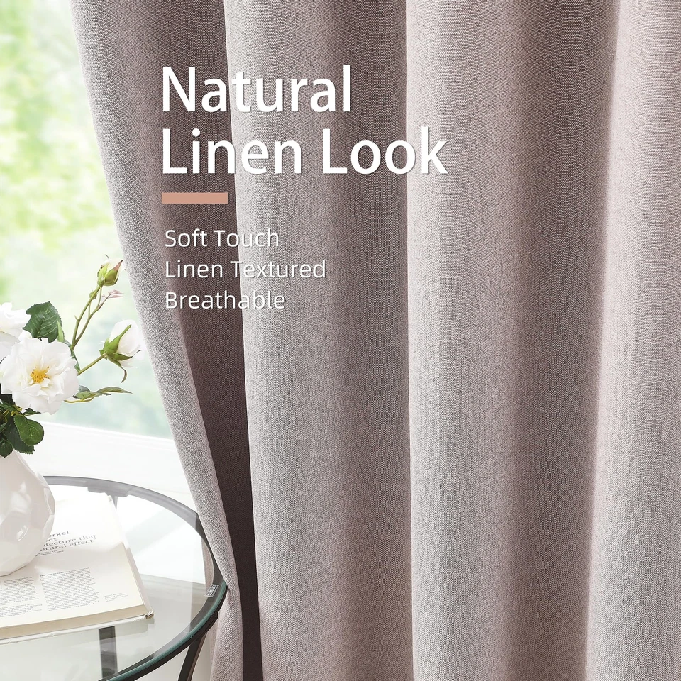 Cortinas de Navidad de lino apagadas completas para sala de estar estilo arpillera... Foto 4 de 4