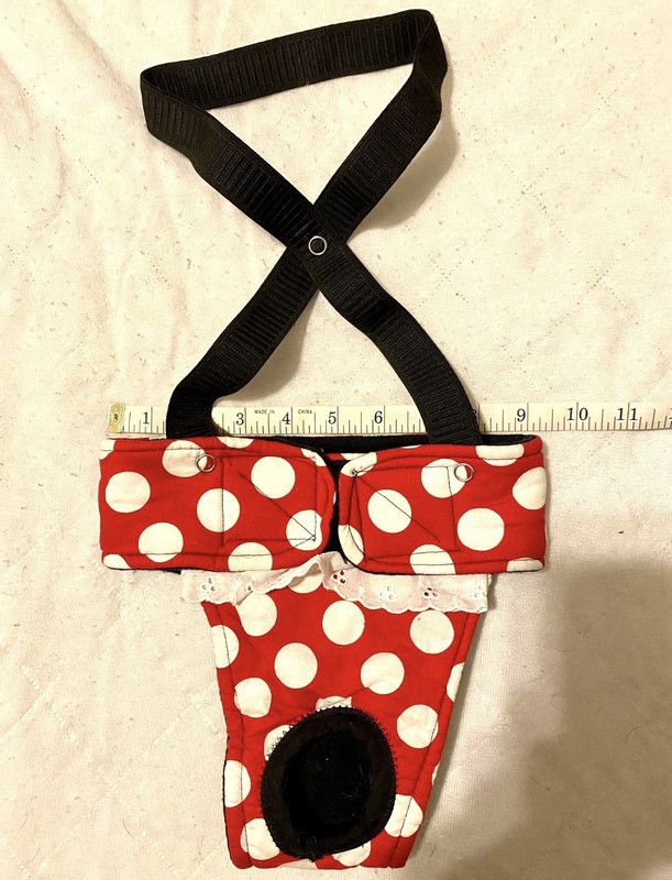Handmade Reusable Dog Diaper, Red with Polkadots 