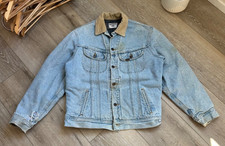 Vintage Lee Storm Rider Denim Jacket Blanket Lined Men's Size Medium L Distress
