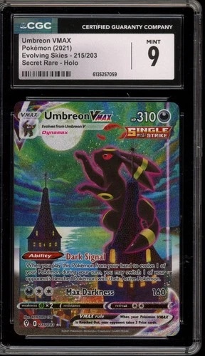 Pokemon Umbreon VMAX Evolving Skies Secret Rare Full Alt Art #215 CGC 9 Mint