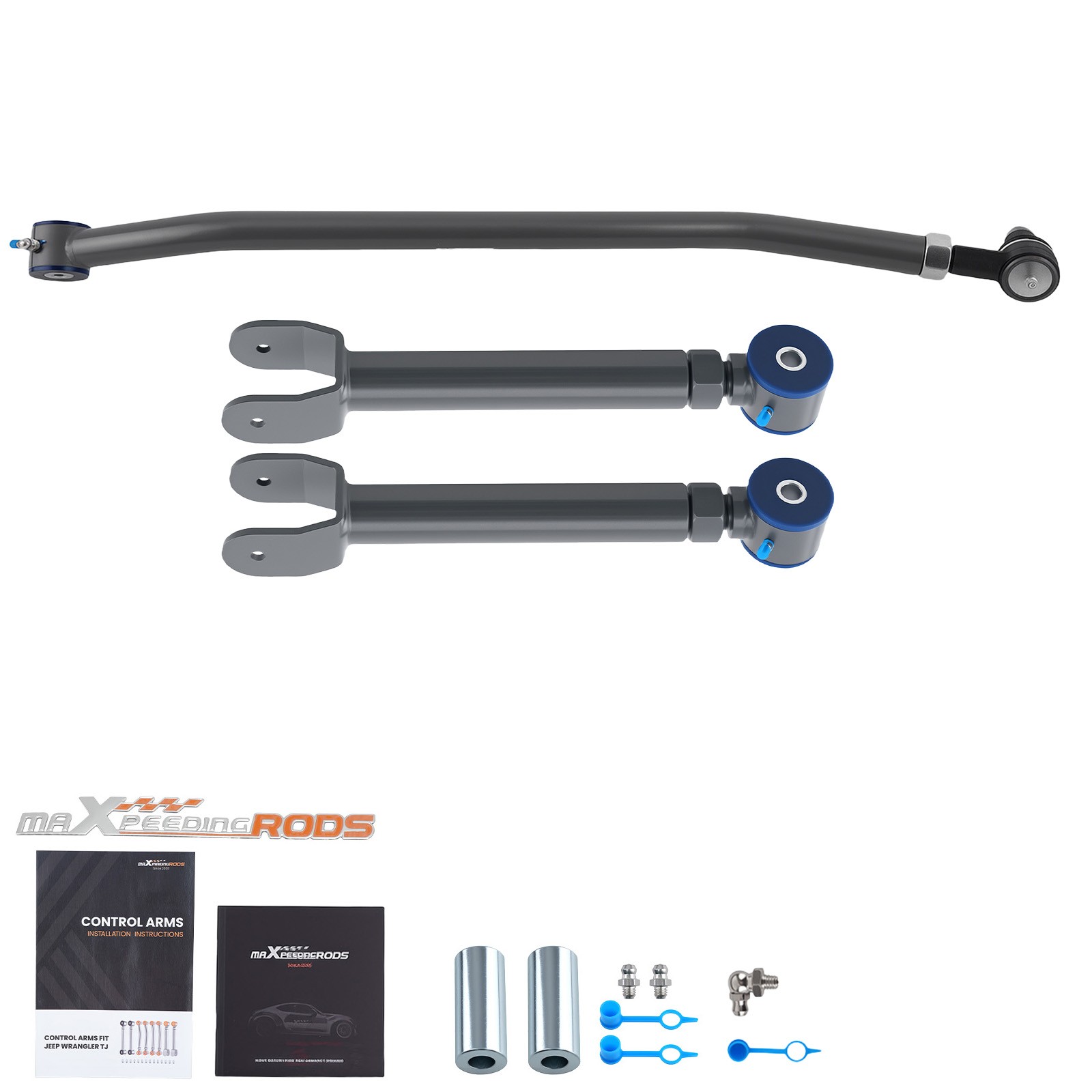 Bras de contrôle avant réglable et barre de traction pour Jeep Cherokee XJ en acier noir
