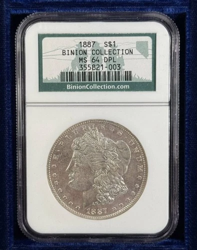 1887 P Morgan Silver Dollar NGC MS-64 Binion Collection DPL